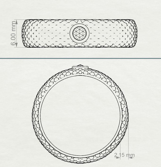 
                  
                    Unisex Snake Scale Gold Ring with Baguette Diamonds
                  
                