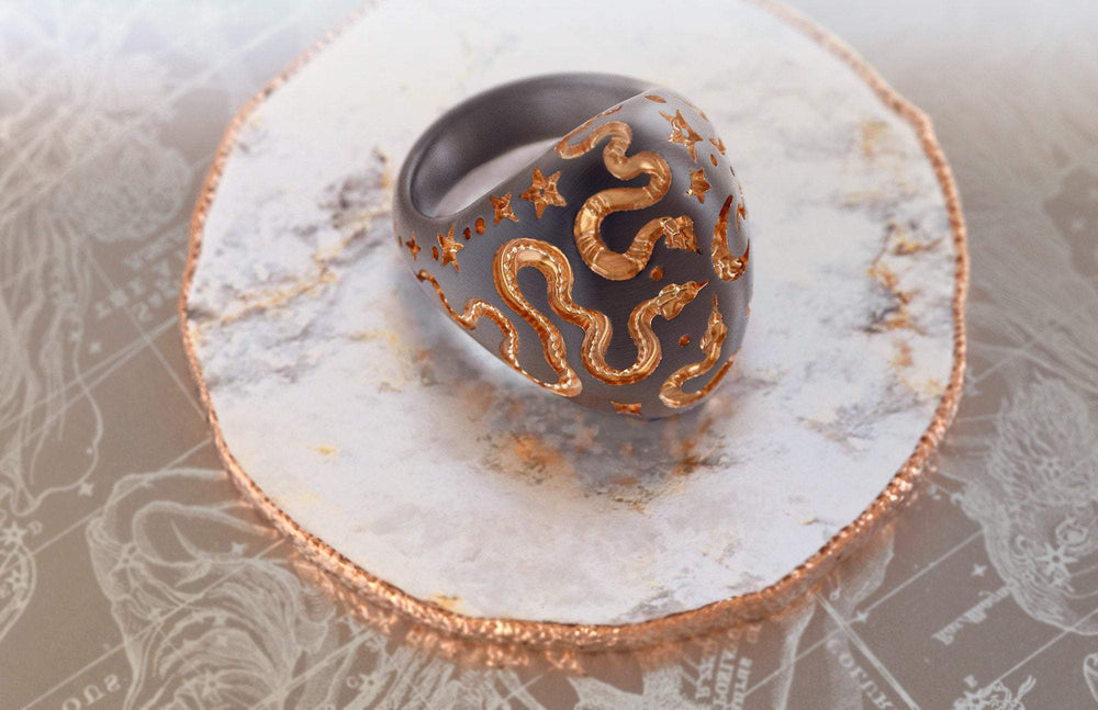
                  
                    Serpents and Moon Ring - OOZA Jewelry
                  
                